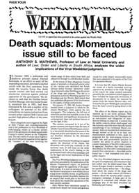 
Death Squads: Momentous Issue Still to be Faced
