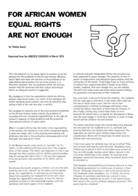 
For African Women Equal Rights are Not Enough
