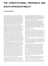
The Constitutional Proposals and South African Stability

