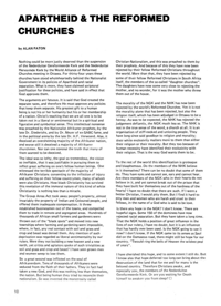 Apartheid and The Reformed Churches