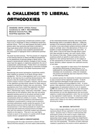 A Challenge to Liberal Orthodoxes