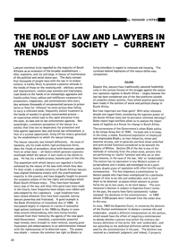 
The Role of Law and Lawyers in an Unjust Society - Current Trends
