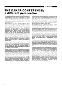 
The Dakar Conference; A Different Perspective
