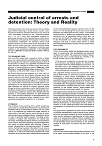 
Judicial Control of Arrests and Detention: Theory and Reality 
