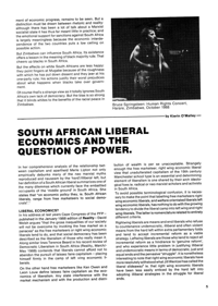 
South African Liberal Economics and the Question of Power
