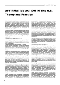 
Affirmative Action in The U.S.: Theory and Practice
