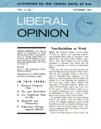 Liberal Opinion Vol. 2 No. 1 Oct 1962