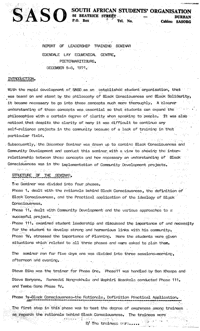 South African Students Organisation: Report 