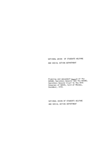 Planning and assessment report of the NUSWEL to the 49th Congress of NUSAS, held at Rhodes, December, 1972
