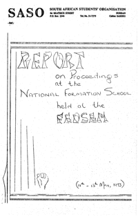 Report on proceedings at the National Formation School held at the Fedsem 11th-13th May, l973

