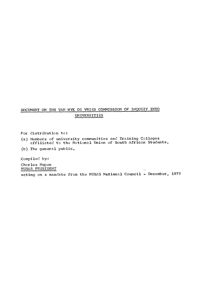 Document on the van Wyk de Vries Commission of Enquiry into Universities
