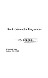 Black Community Programmes: 1974 Report