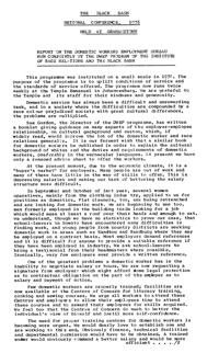 
Report on the Domestic Workers Employment Bureau Presented at National Conference 1976
