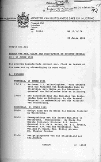 
Besoek van Mnr Clark aan Suid-Afrika en Suidwes-Afrika: 10-13 Junie 1981
