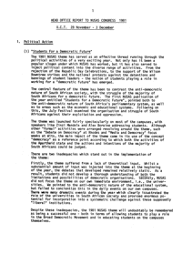 Head Office report to NUSAS Congress 1981