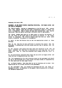 
Statement of the church leaders regarding detentions, the hunger strike and the State of Emergency

