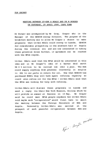 
Meeting between Lt-Gen A Ndalu and Dr M Burger on Saturday, 29 April 1989, Cape Town
