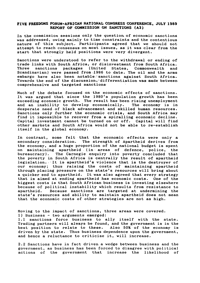 
Five Freedoms Forum - African National Conference, July 1989: Report of Commission on Sanctions (A3)
