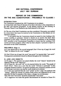 
ANC National Conference: Report of the Commission on the ANC Constitution: preamble to Clause 1
