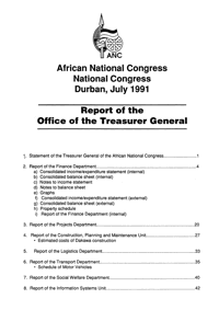 
African National Congress: Report of the Office of the Treasurer General

