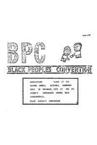 Black Peoples Convention: Resolutions taken a