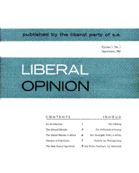 Liberal Opinion Vol. 1 No. 1 Sep 1961