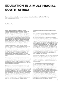 Education in a Multi-Racial South Africa