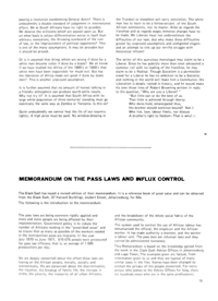 
Memorandum on the Pass Laws and Influx Control
