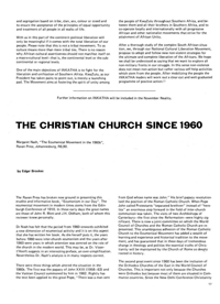 The Christian Church Since 1960
