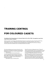 Training Centres for Coloured Cadets