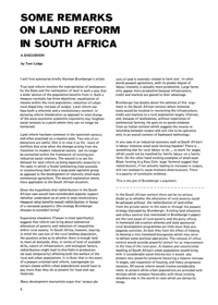 Some Remarks on Land Reform in South Africa