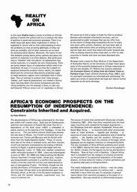Africas Economic Prospects on the Resumption