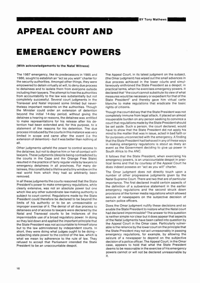 Appeal Court and Emergency Powers