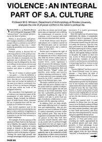 Violence: An Integral Part of S.A. Culture
