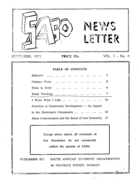 SASO Newsletter September 1971