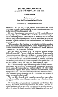 
The ANC prison camps; an audit of three years, 1990-1993
