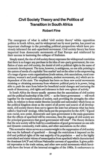 
Civil society theory and the politics of transition in South Africa
