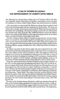 
A can of worms in Lusaka: the imprisonment of Hubert Sipho Mbeje
