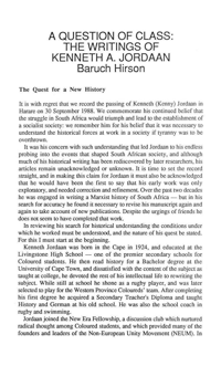 
A Question of class: the writings of Kenneth A. Jordaan
