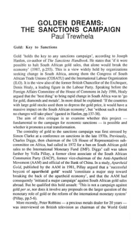 Golden dreams: the sanctions campaign