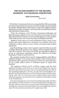 The establishment of the Beijing Workers Aut