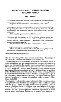 
The AFL-CIO and the trade unions in South Africa
