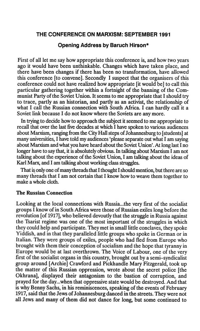 
The Conference on Marxism: September 1991: opening address
