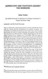 Gorbachev and Thatcher against the Workers