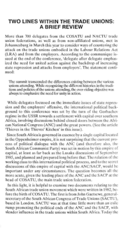 
Two lines within the Trade Unions: a brief review
