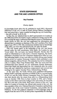 State espionage and the ANC London office