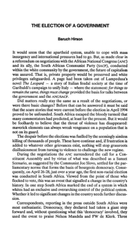 The Election of a government
