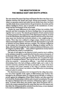 	The Negotiations in the Middle East and South Africa