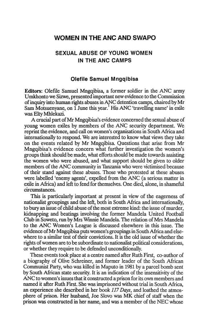 	Women in the ANC and SWAPO: sexual abuse of young women in the ANC camps