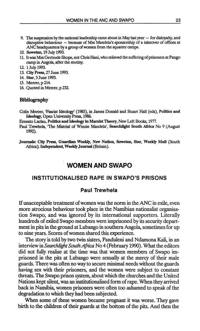 
Women and SWAPO: institutionalised rape in SWAPO s prisons
